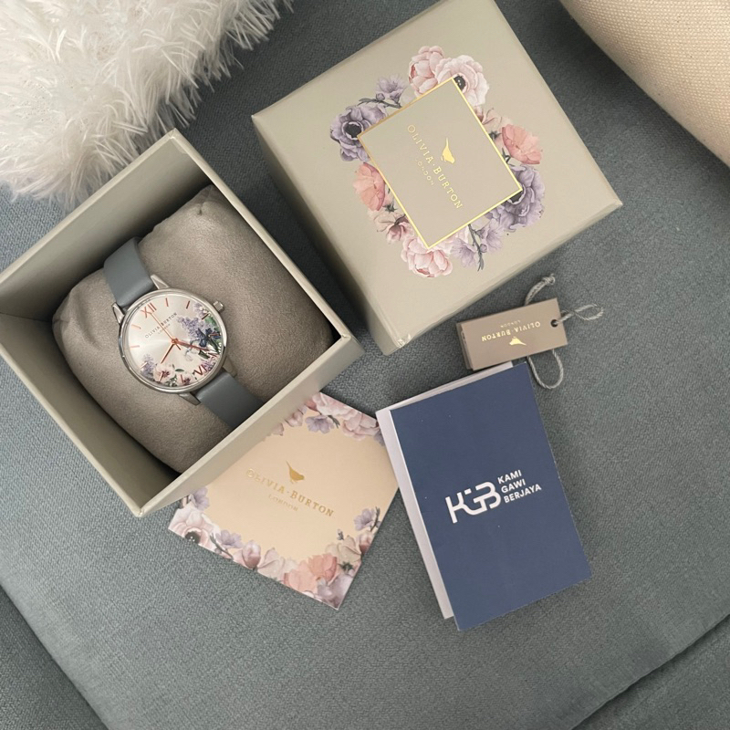 Olivia Burton Jam Tangan Wanita Mini Silver Grey Blue Preloved