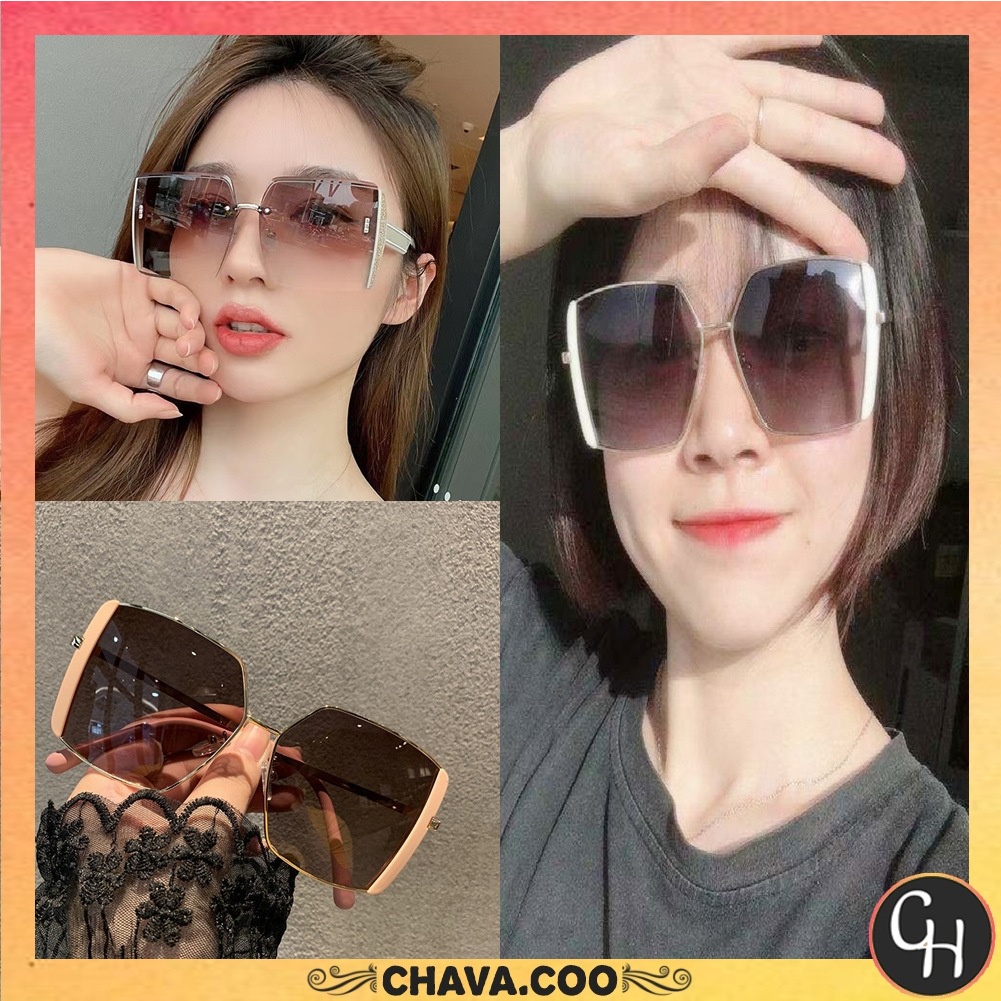 CHAVA | KC833 Kacamata kaca mata fashion Hitam Bingkai Persegi petak Gaya Korea cute elegan cod