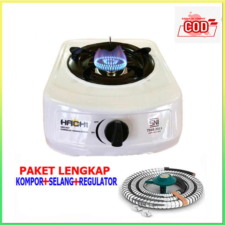 Kompor Gas 1 Tungku Hachi Warna Putih Free [SELANG+ REGULATOR] KOMPOR HACHI 1 SET MURAH
