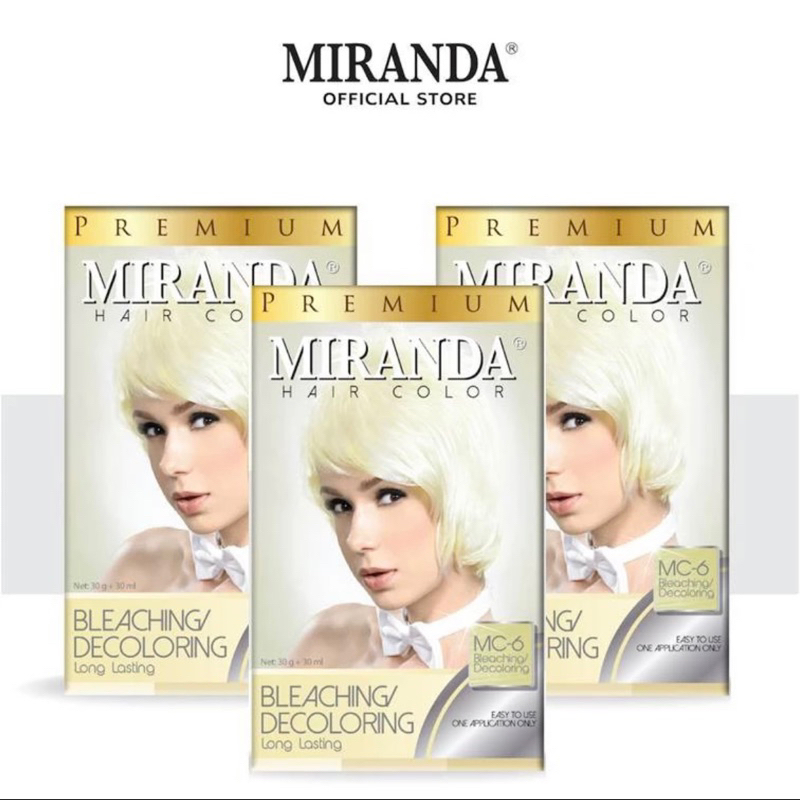 Miranda Hair Color (Cat Rambut Permanen) MC6 Bleaching Black Ash Grey Brown 30ml (Paket 3 Pcs)
