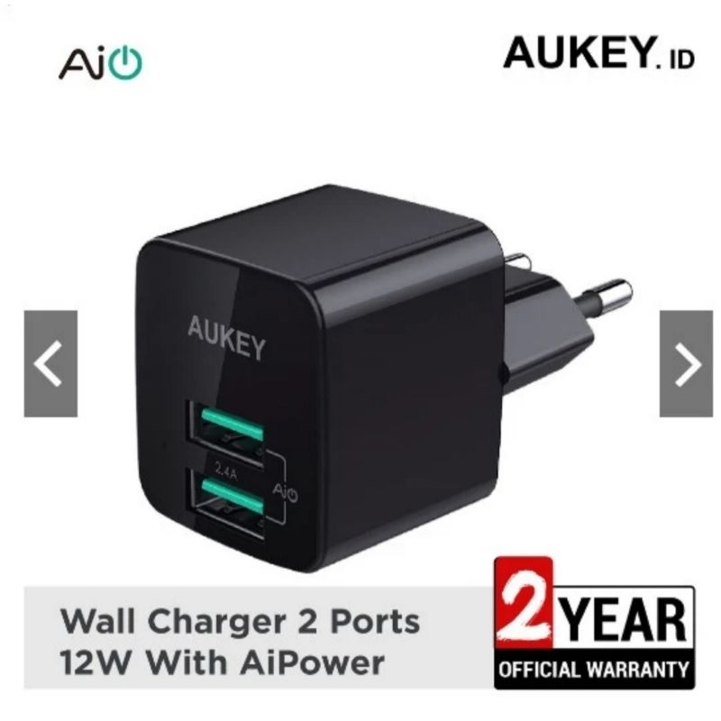 adaptor Aukey Charger PA-U32 2 Port 12W with AiQ - 500284