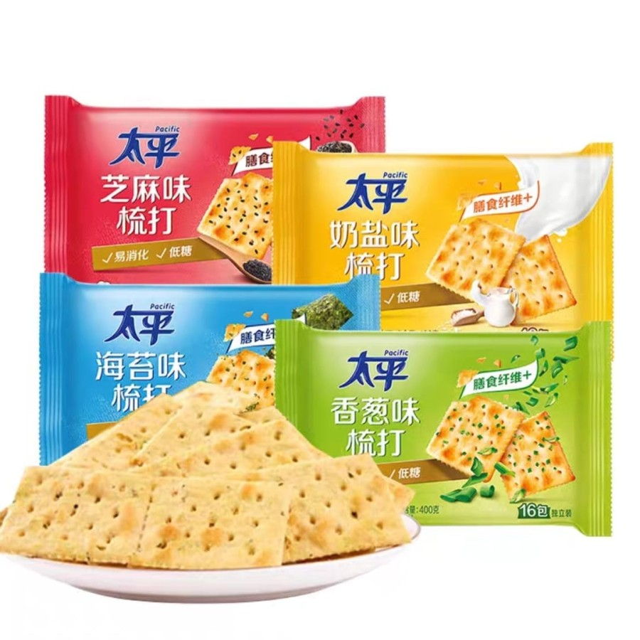 

100G VARIAN BISKUIT PASIFIC SODA CRACKERS LESS SUGAR BISCUIT IMPORT