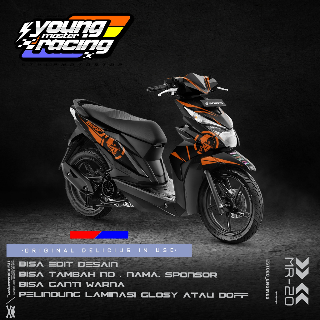 Decal Stiker Beat street Fullbody Beat Esp Street Fi Tahun 2016 2017 2018 2019 Desain Simpel Racing 