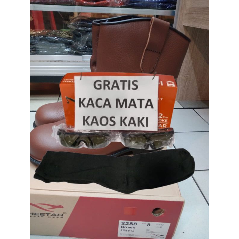 sepatu safety cheetah 2288 C / Sepatu Kerja Safety Cheetah 2288 Coklat / Safety Shoes Original Cheet