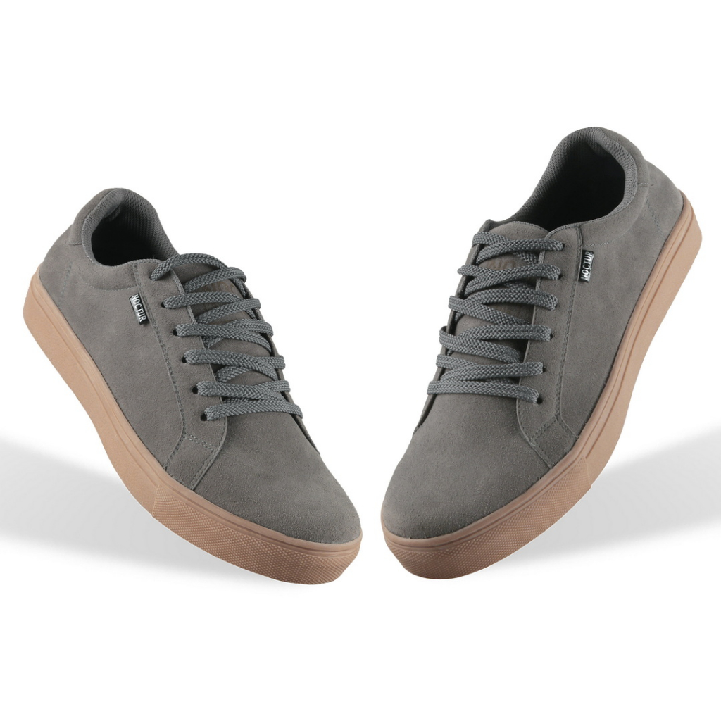 NOCTUR - Sneakers Pria Abu Kulit Suede N-500