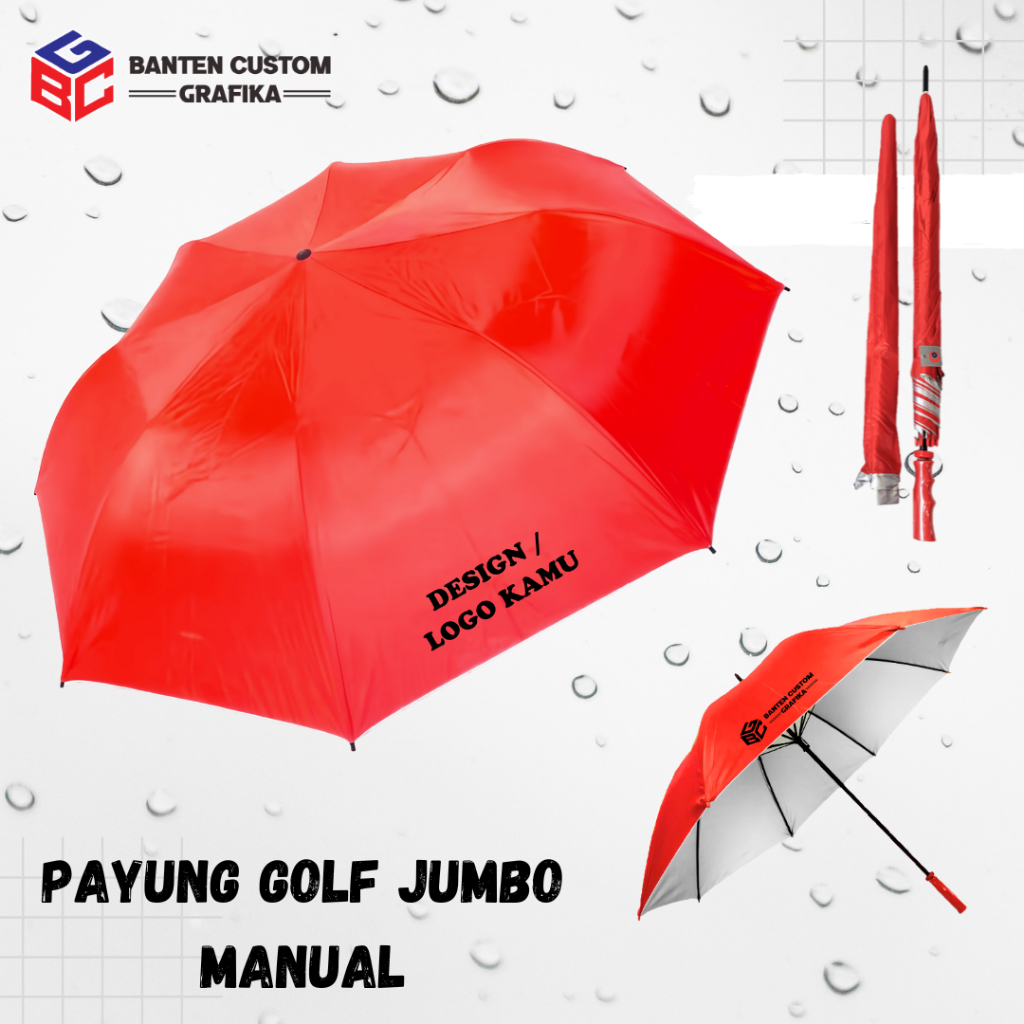 Sablon Payung Jumbo Golf Umbrella Custom Printing Desain 2sisi