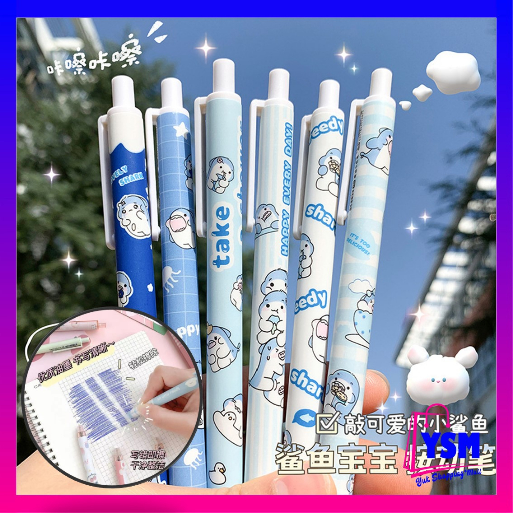

YSM Pena Cetekan Karakter Motif Hiu Pulpen Warna Blue Shark Tinta Hitam Alat Tulis Sekolah Kantor Pen Bolpoint Stationary Murah