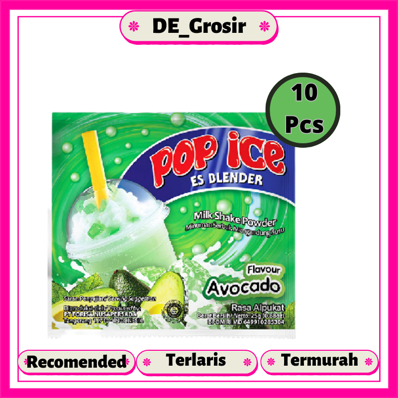 

Pop Ice Milk Shake Powder Rasa Alpukat 24gr Dapat 1 Renceng Isi 10 Saset