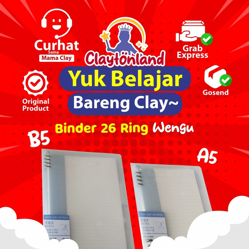 

Binder Wengu A5 B5 Ring Besi Polos Bening Transparant / Map Binder Note B-1028 A5 Dan B5 Isi 60 Lembar Bahan Tebal