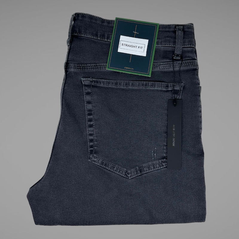 Celana Jeans Sobek Pria Bahan Stretch Denim Grey- Regular