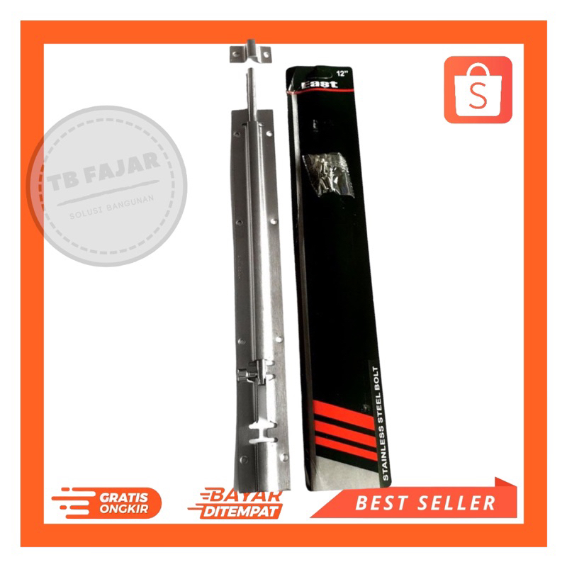 Grendel Stainless Steel 12" Inch / Selot Pintu