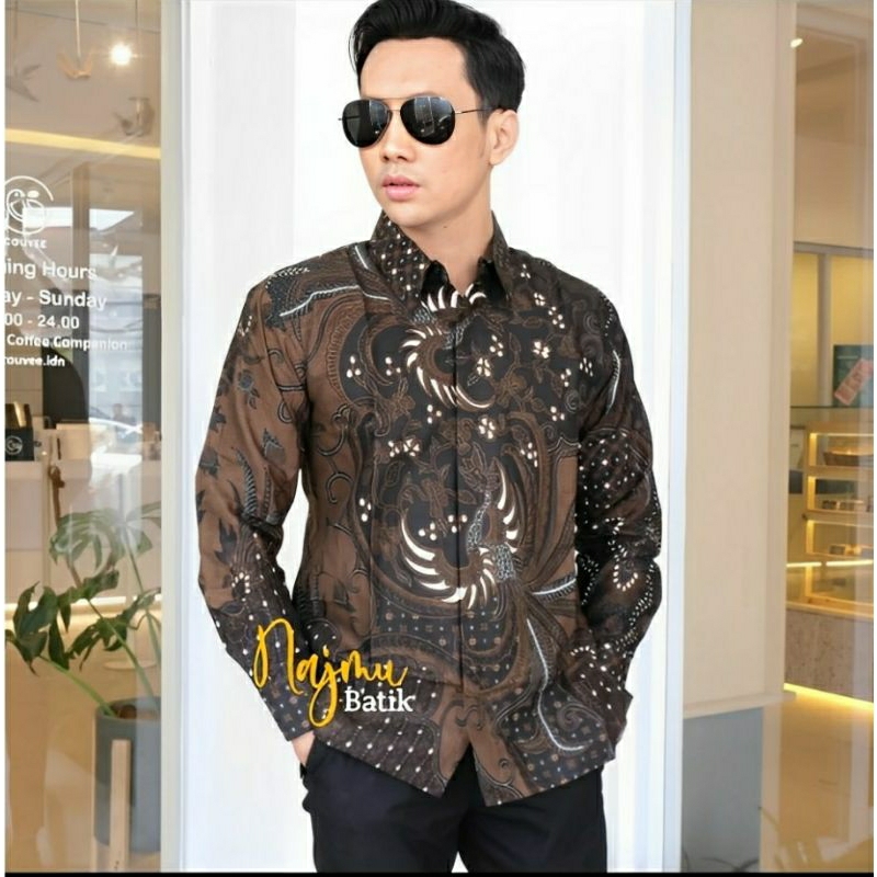 kemeja batik pria lengan panjang baju batik keren slimfit lengan panjang