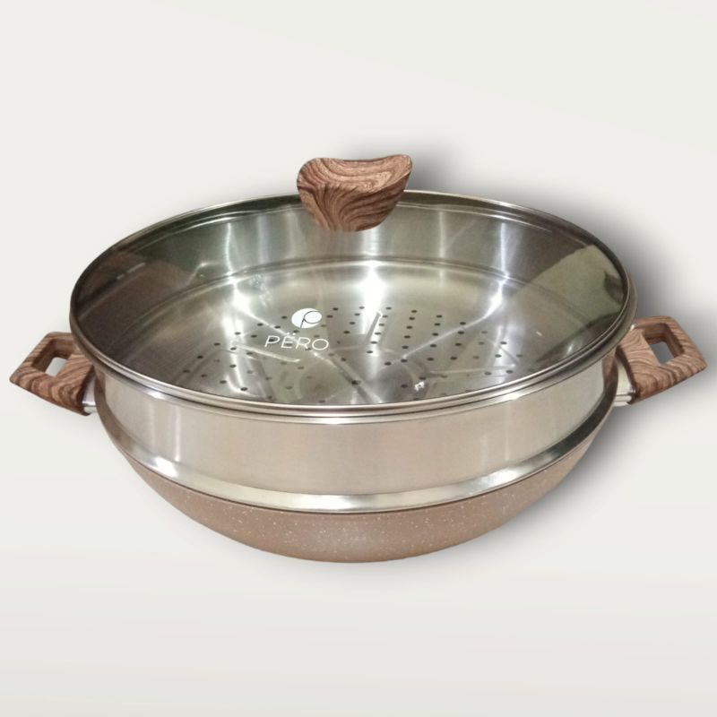 Panci Pero Wok Pan 32cm + Steamer