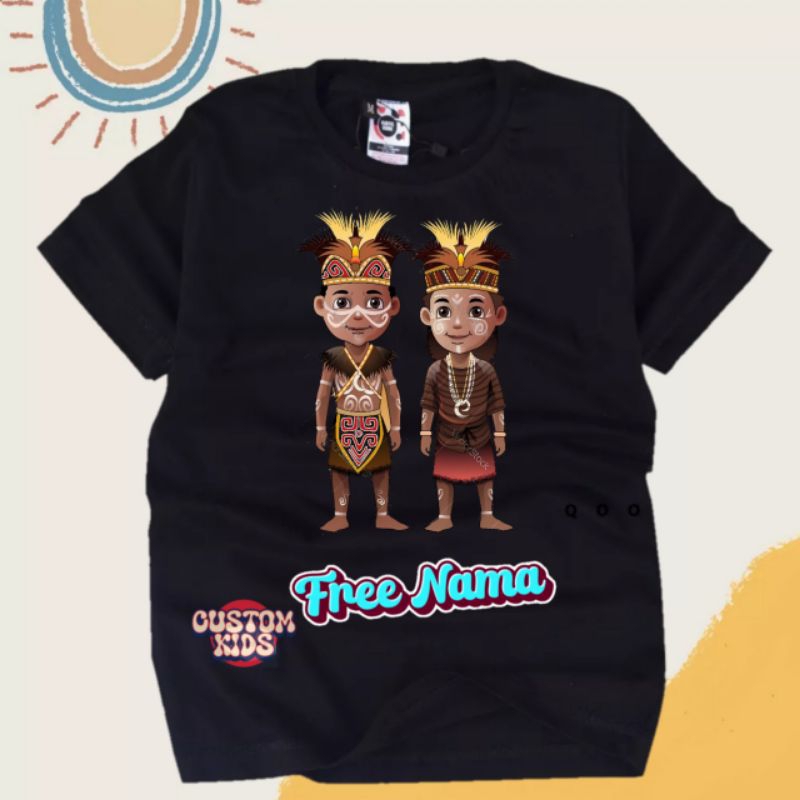 Baju atasan kaos Papua mutiara hitam kaos anak laki-laki perempuan