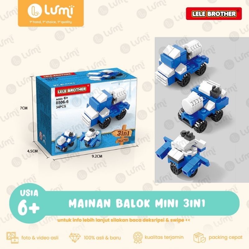 Lele Brother Mainan Brick Balok Vehicle Kendaraan