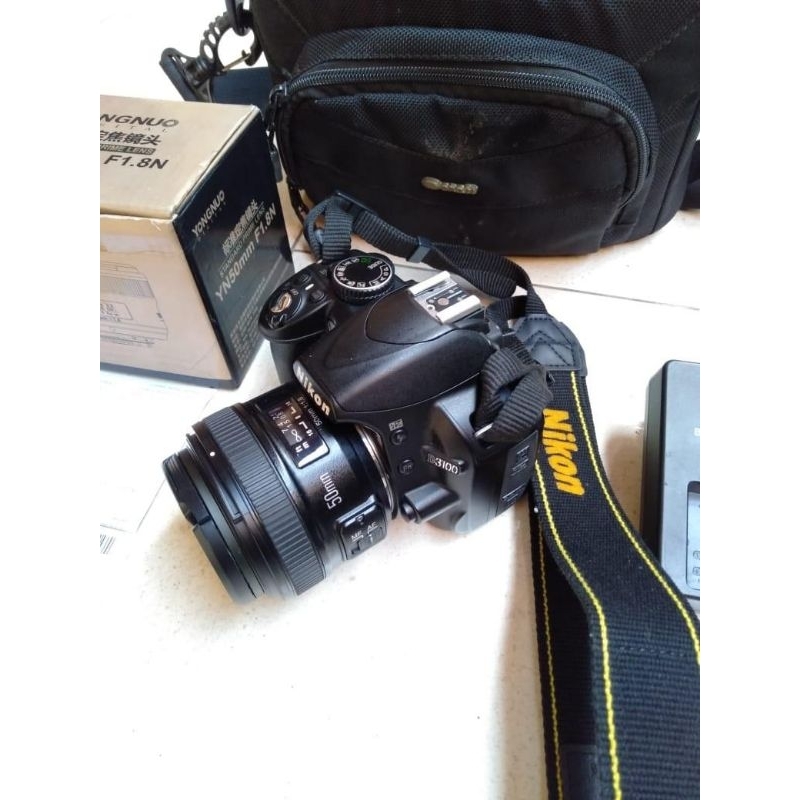 JUAL RUGI,NIKON D3100 + LENSA FIX YN 50MM F1.8