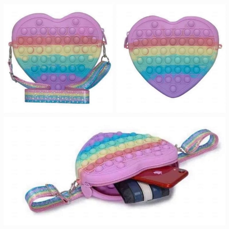 100%Original SKECHERS TWINKLE TOES GLITTER HEART POP-IT CROSSBODY BAG GIRLS - PINK 0888-SKEBPTT8114P