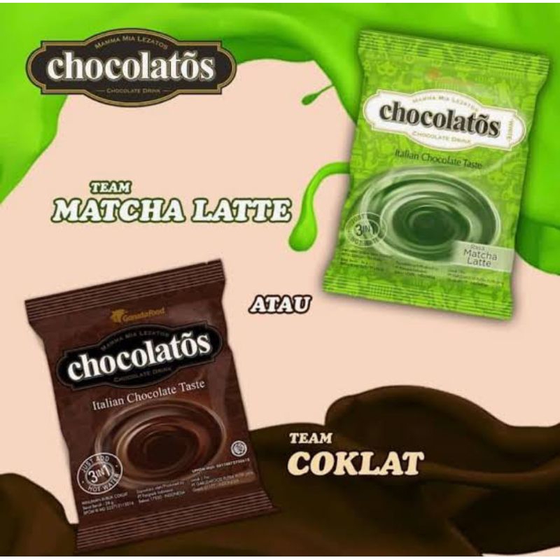 

Chocolatos Drink / Coklat & Matcha Isi 10 Sachet