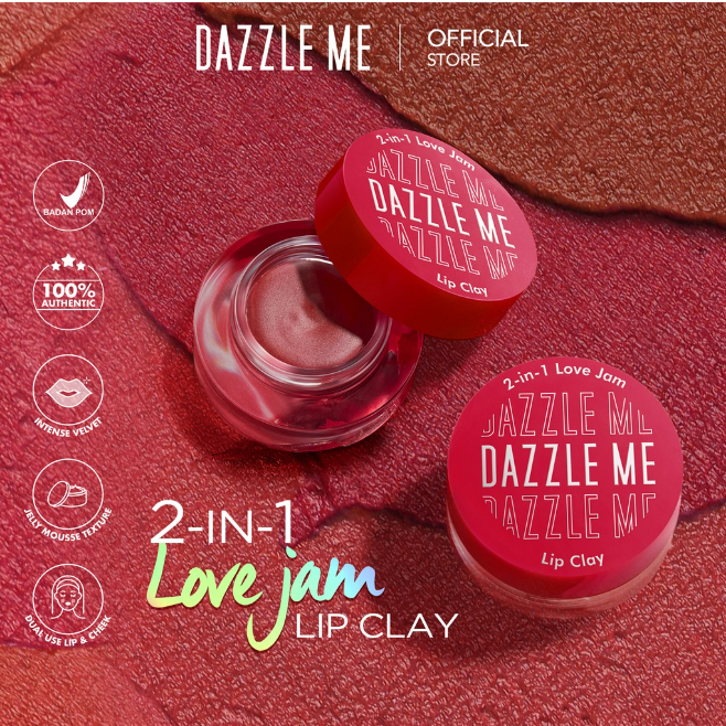 DAZZLE ME 2-in-1 Love Jam Lip Clay || Lipstik Blush Multifungsi