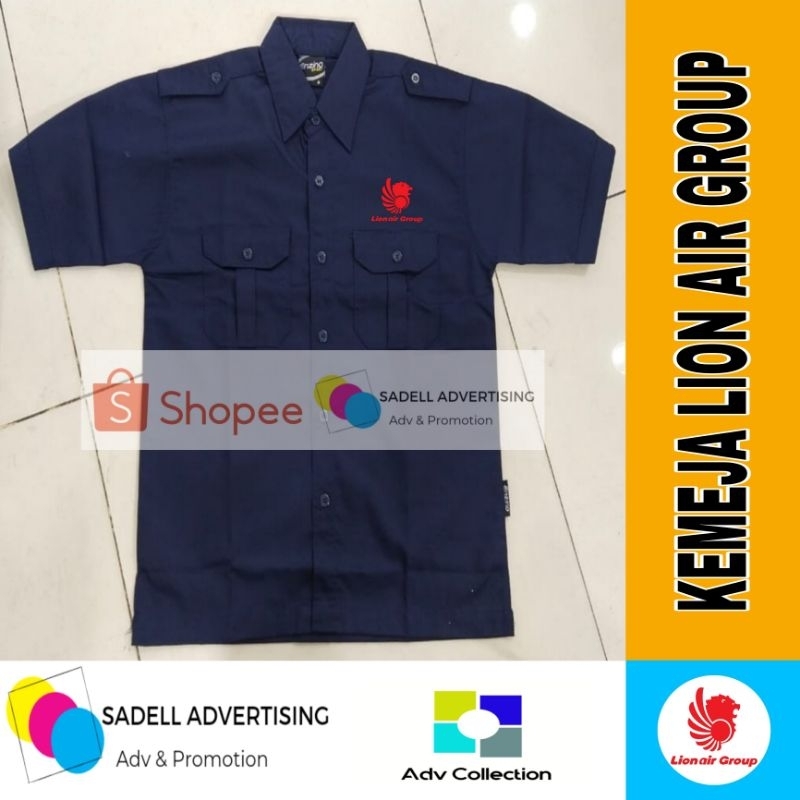 Kemeja Lion Air Group Seragam Lion Air Group Navy PDH Lengan Pendek Pria Bordir