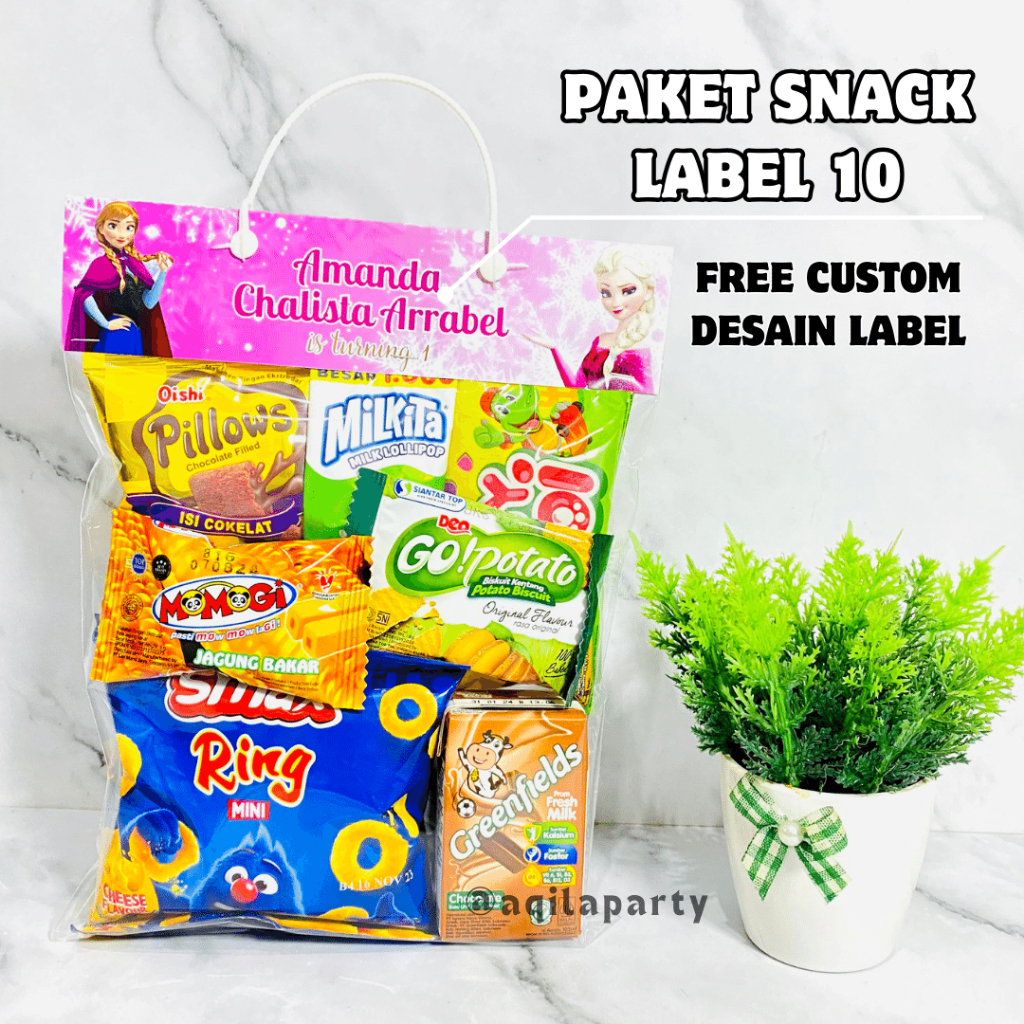 

PAKET SNACK ULTAH ANAK LABEL / SOUVENIR ULTAH ANAK MURAH / HAMPERS