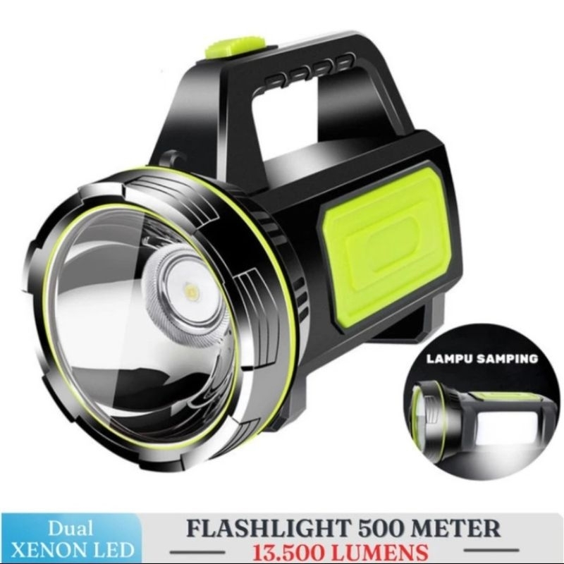 SENTER LED BESAR SUPER TERANG JARAK JAUH RECHARGEABLE CAS BATERAI USB