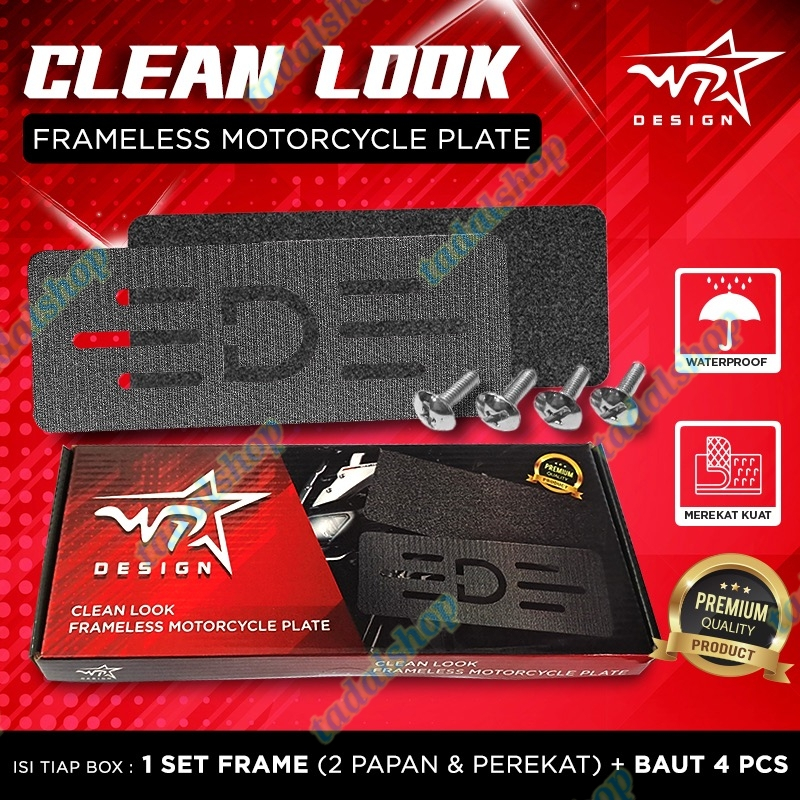 plat nomor motor frameless/plat nomor universal tempel/dudukan nomor motor frameless