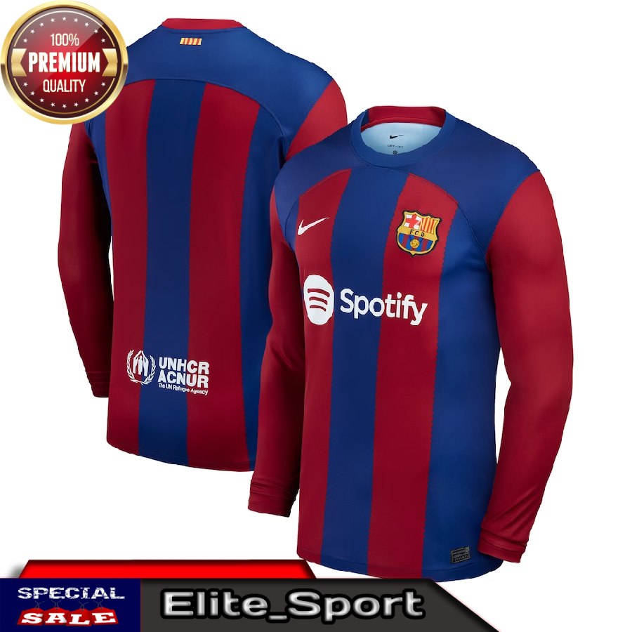 JERSEY BARCELONA HOME LENGAN PANJANG 2023/2024 GRADE ORI | BAJU BOLA BARCELONA LENGAN PANJANG TERBAR