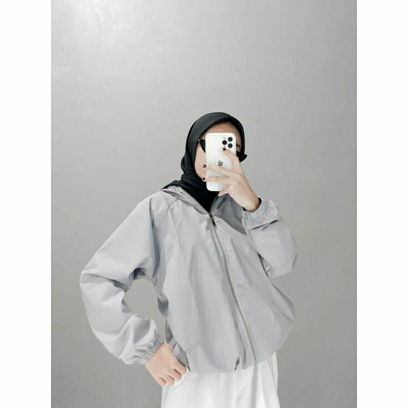Jaket Running Parasut Polos Pria/Wanita mirip Uniqlo, UV Protection, Windbreaker, Sauna