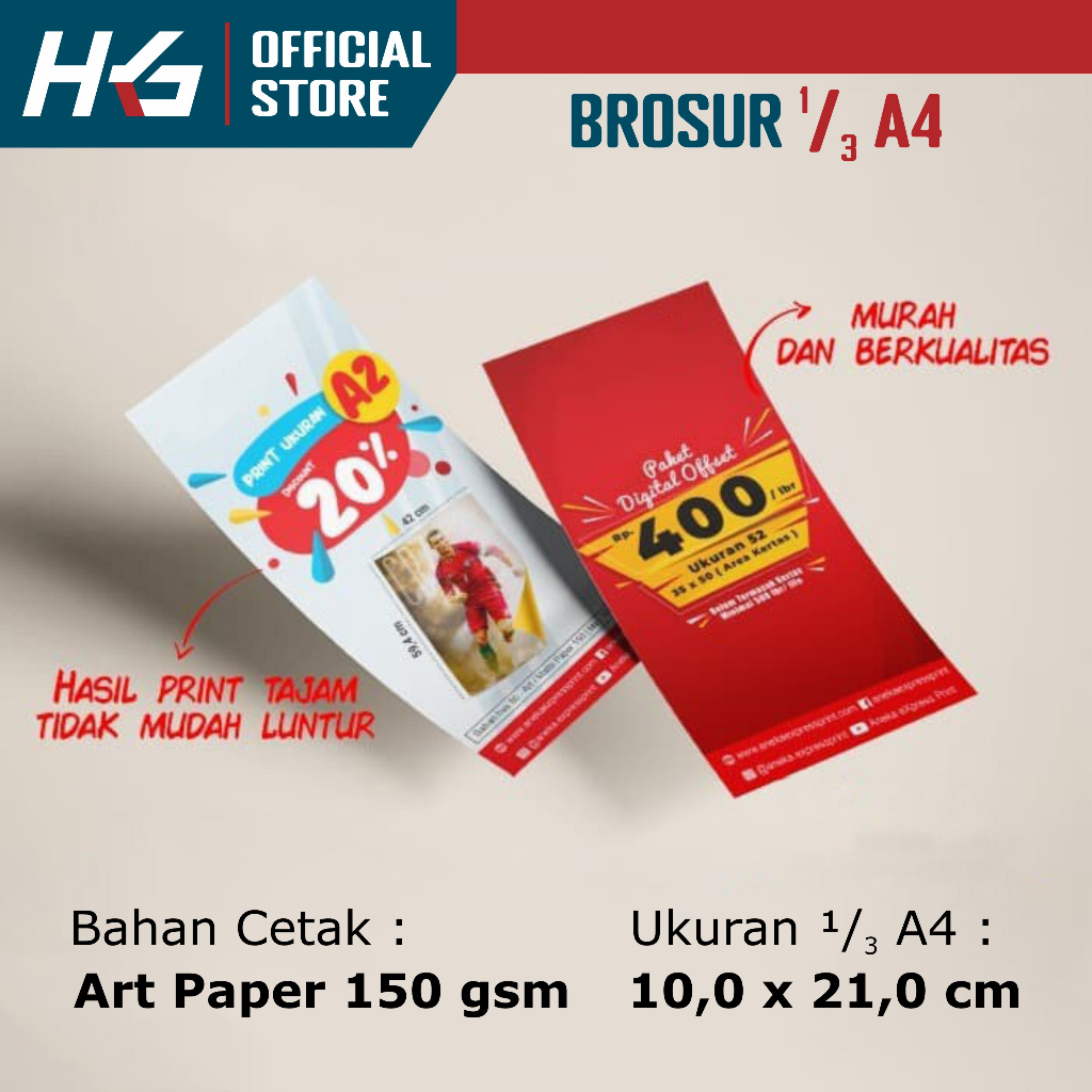 

Cetak Brosur Ukuran 10 x 21 cm - Art Paper 1 sisi / 2 sisi Full Warna Flyer, Leaflet, Pamflet