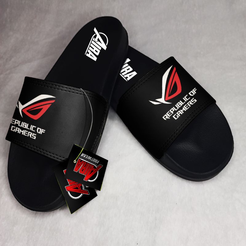 SANDAL SELOP GAMER ROG HITAM SENDAL NYAMAN DIPAKAI