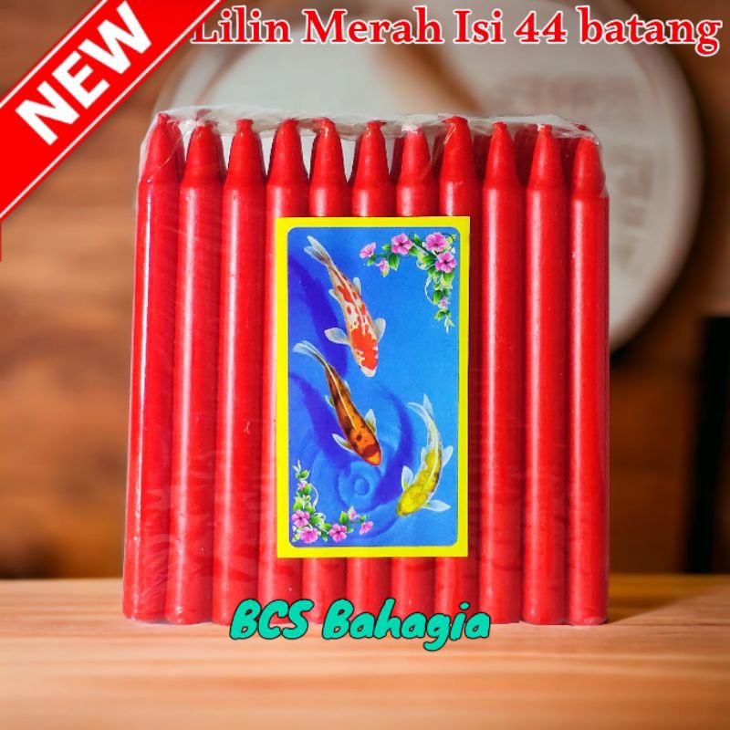 lilin warna merah isi 44 batang / red candle panjang sembahyang puja / lilin sembahyang / lilin nata