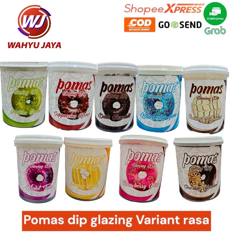 

Pomas glazing dip all variant rasa kemasan 1kg/strawberry,chocolate hazelnut, cappucino,violet taro,dark chocolate,matcha green tea, creamy cheese,blueberry gum,creamy tiramisu