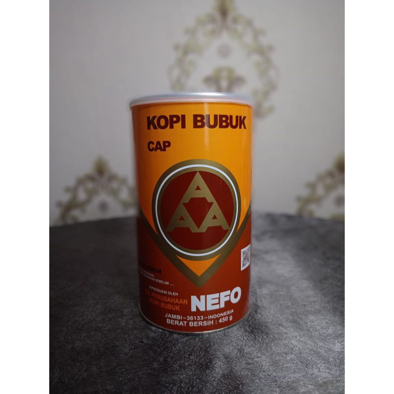 

Kopi bubuk Cap AAA (NEFO) | Asli Jambi | Kaleng Ukuran 450 gram | Eceran & Grosir