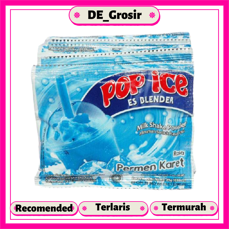 

Pop Ice Milk Shake Powder Rasa Permen Karet 24gr Dapat 1 Renceng Isi 10 Saset