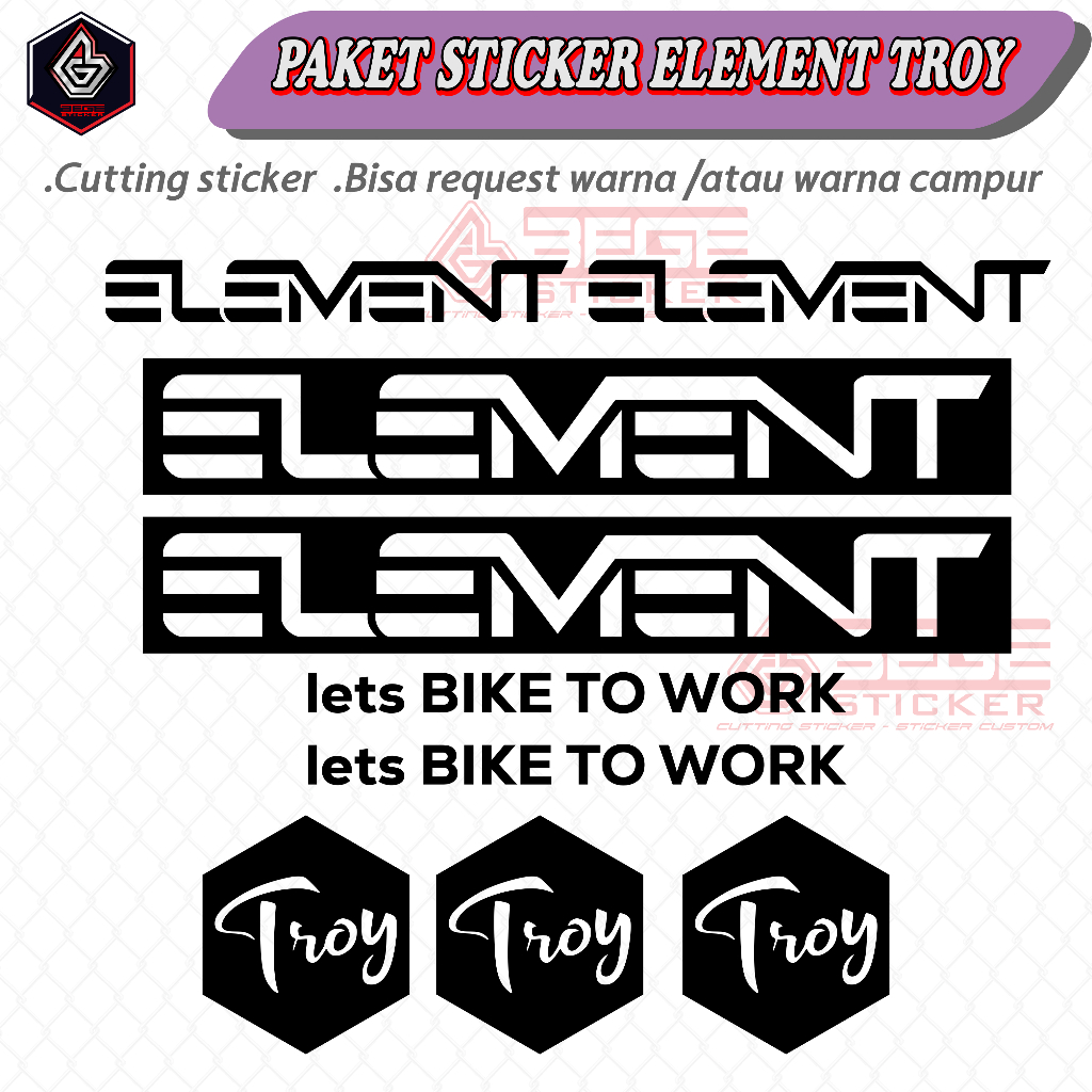 Cutting sticker Element troy lets bike to work