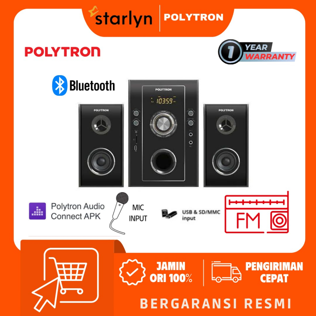 POLYTRON PMA9501 Multimedia 9501 Speaker Bluetooth Radio FM PMA 9501