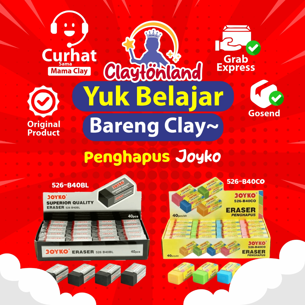 

Penghapus Joyko B40 / Eraser Joyko Hitam Putih Warna B-526 / Stip Joyko B-526