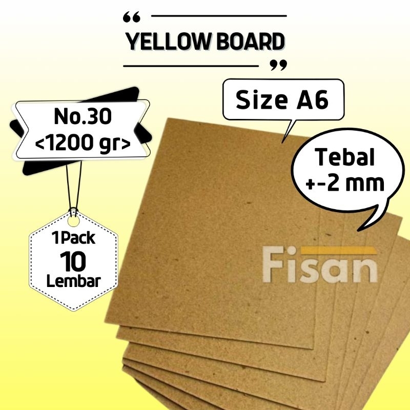 

10 Pcs Karton Tebal A6 Yellow Board No.30 Tebal 2 mm