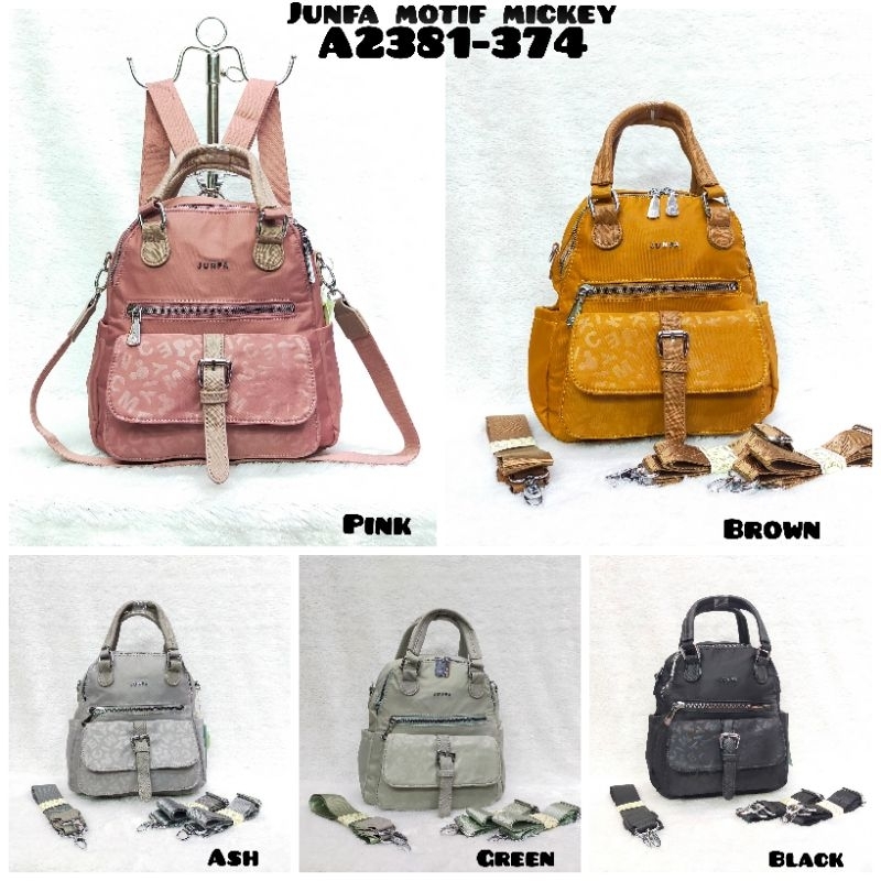 TAS RANSEL JUNFA 2381-375 NEW MULTIFUNGSI SIZE KECIL BISA SELEMPANG