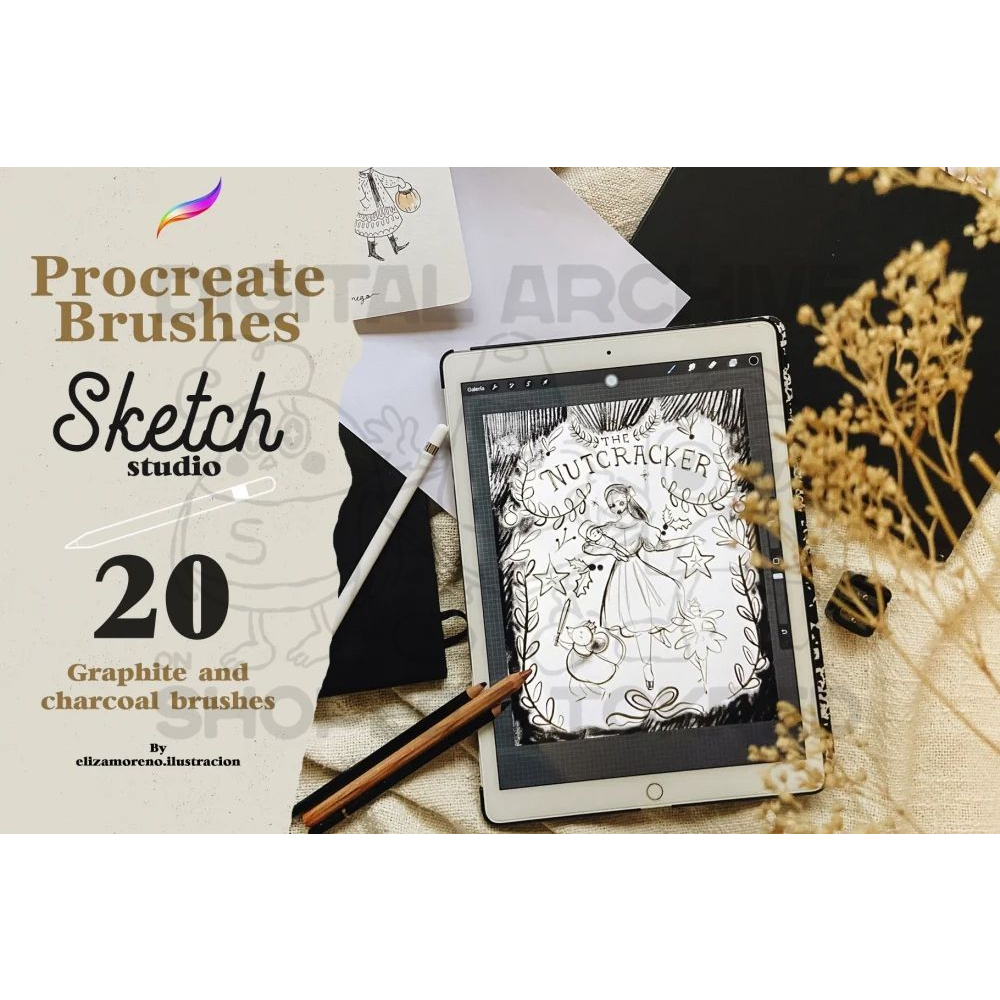 Procreate Brush – Sketch Studio Brushes for Procreate by Eliza Moreno Illustration – Digital Archive