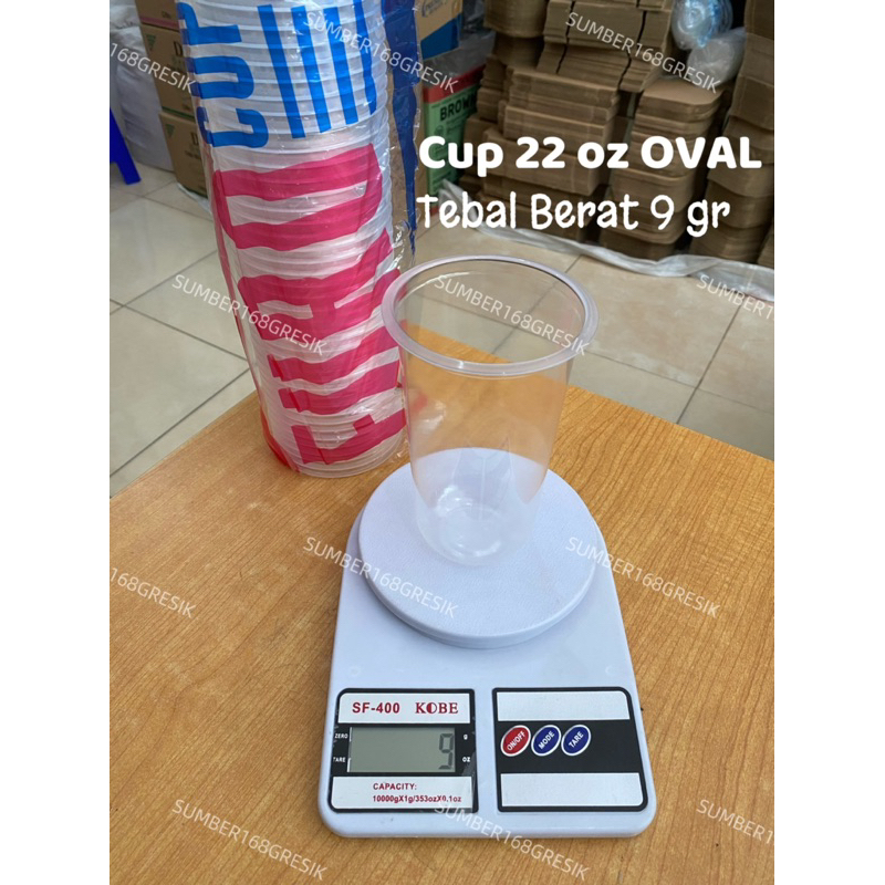 Musangjantan112 [50Pcs] Gelas 18 Oz 22 Oz Oval Euro Cup Oval 18 Oz 22 Oz Euro Gelas Plastik Oval 18