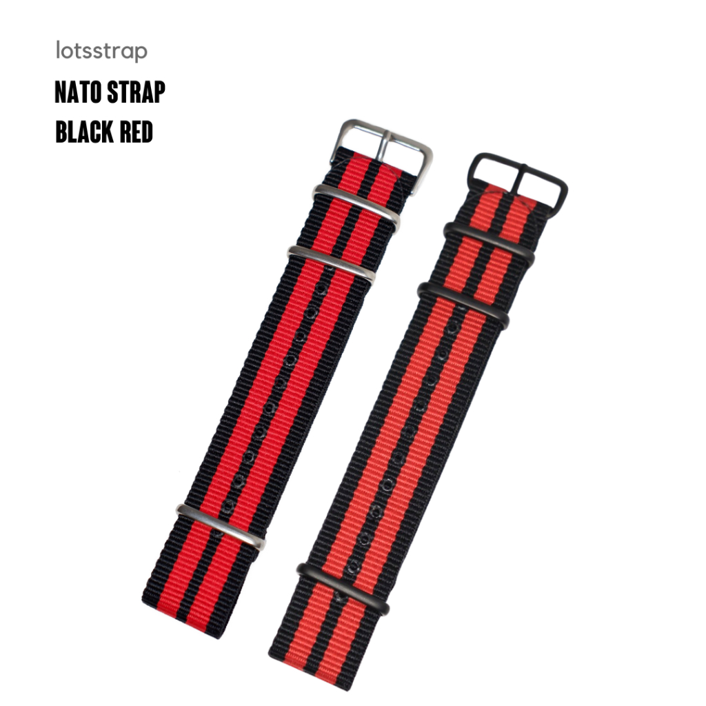 Tali Jam Tangan Nylon Nato Strap Black Red Milan - NS51 B9