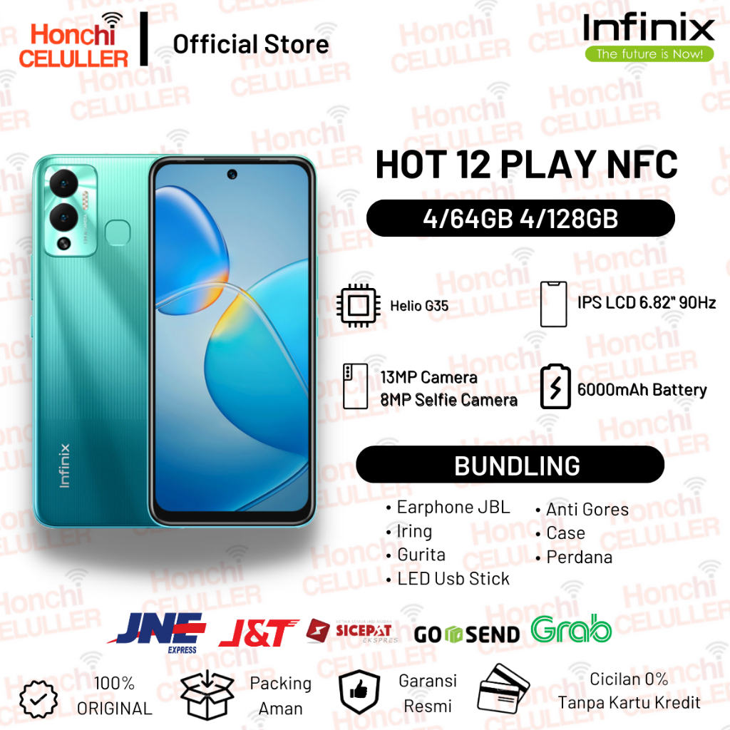 Infinix Hot 12 Play NFC 4/128GB 4/64GB Garansi Resmi Infinix Indonesia Original