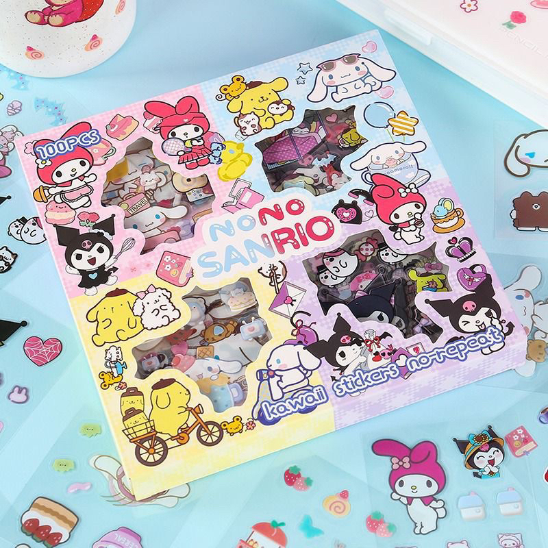 

Sticker Lucu 2D Sanrio Karakter Kuromi dan Melody Isi 100 Lembar Per Box