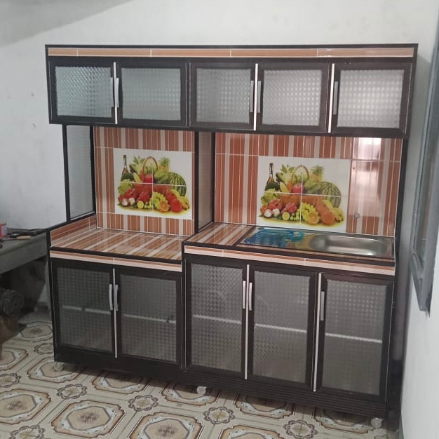 Rak Piring 5 Pintu Aluminium + Wastafel