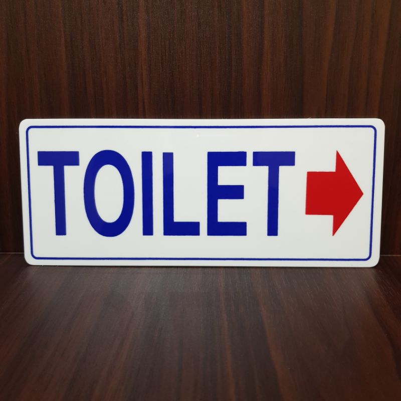 

Acrylic papan petunjuk arah TOILET kanan 22×9cm