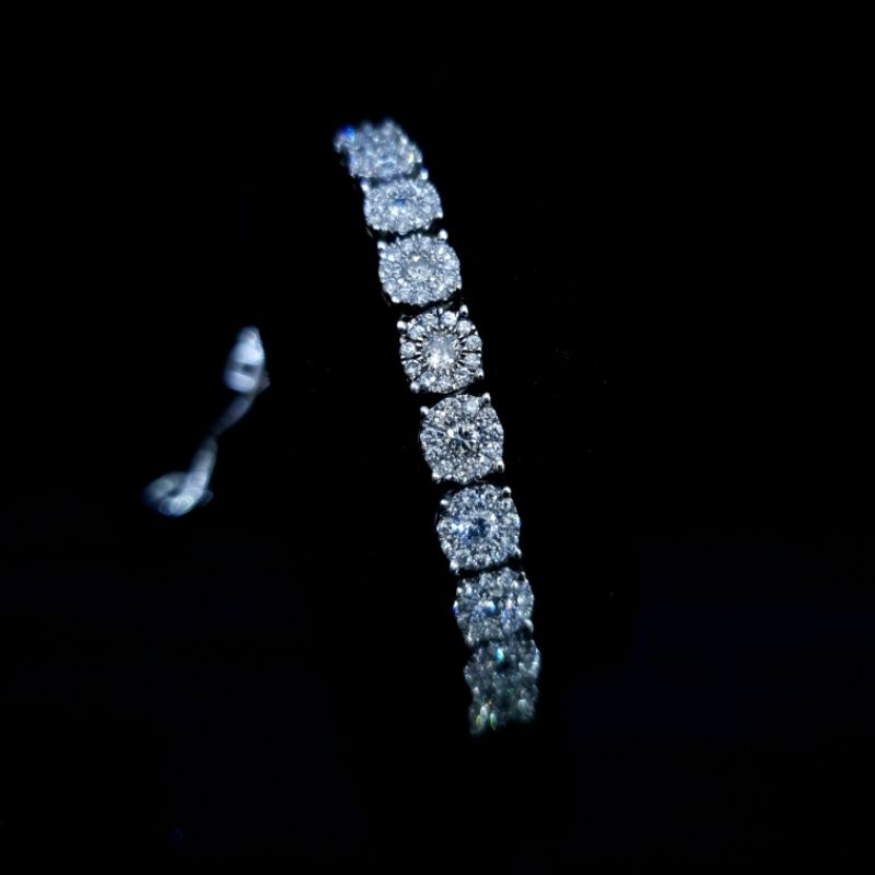 Gelang Emas putih Serut Berlian Eropa Natural