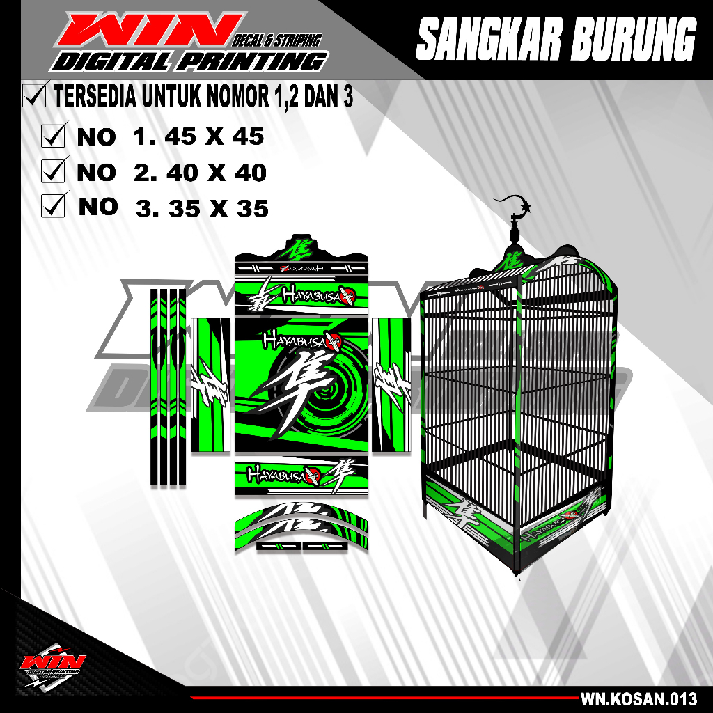 Stiker Decal Sangkar Burung Kotak, Kosan, Persegi, Ebod No. 1, 2, 3 Sangkar kacer,pentet