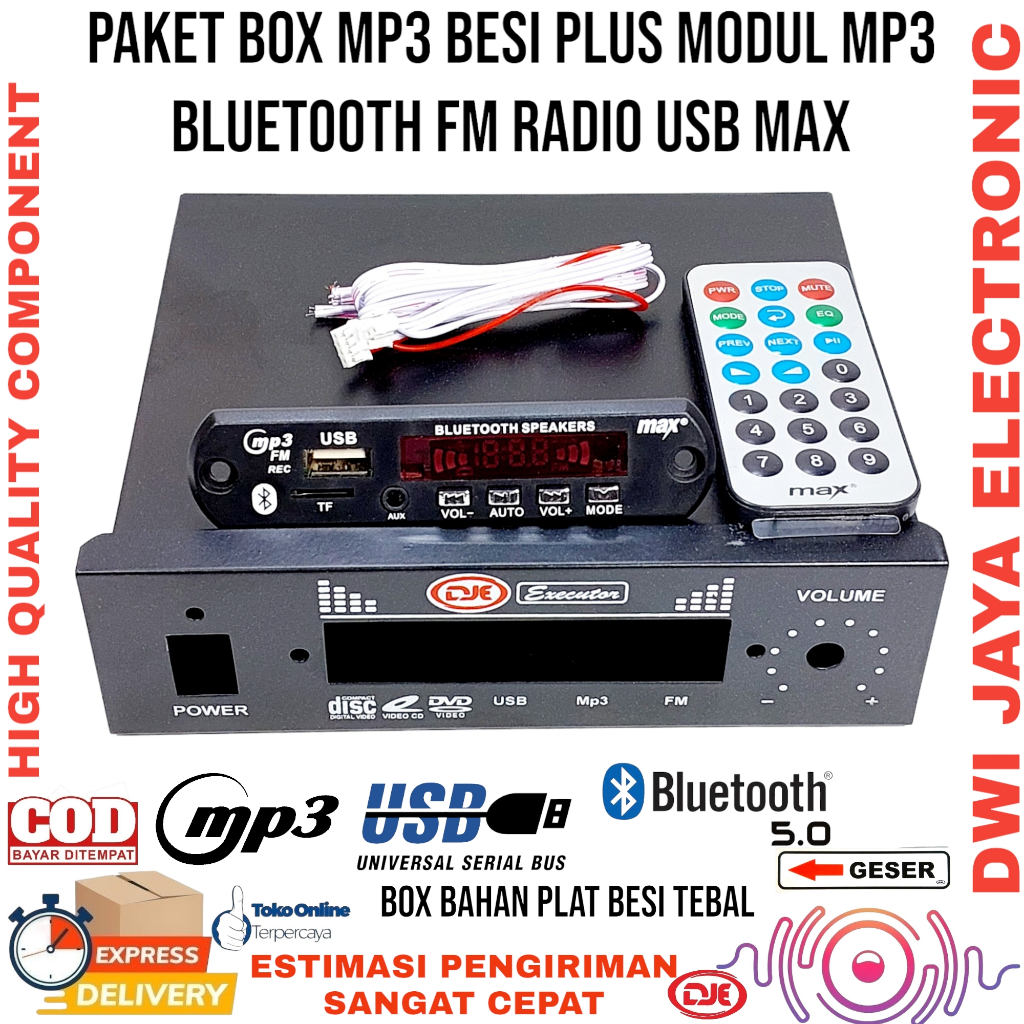 Paket Box MP3 Besi Plus Modul MP3 Bluetooth Fm Radio Usb Max